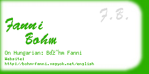 fanni bohm business card