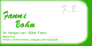 fanni bohm business card